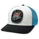 Edge Tiger Patch Snapback Hats in white/aqua/black
