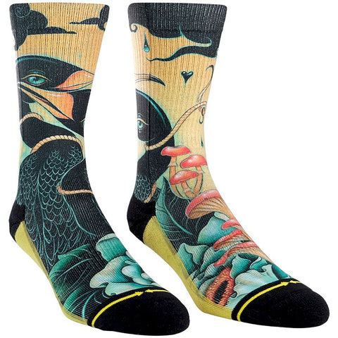 Merge4 Classic Crew Socks in birds and Medium