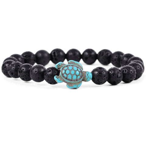 Fahlo unisex Sea Turtle Bracelet in lava stone
