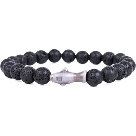 Fahlo unisex Shark Bracelet in lava stone