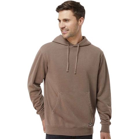 Edge Wave Wash Hooded Sweatshirts in washed brown