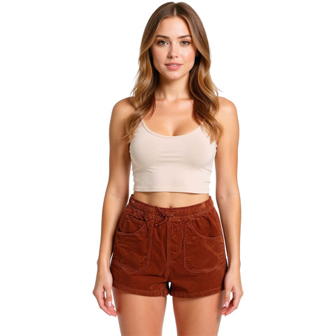 Edge Womens Cord Shorts in redrock