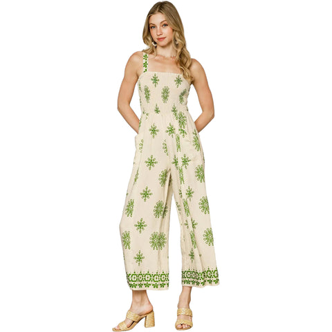 Umgee Womens Lizzy Jumpsuit in Cream