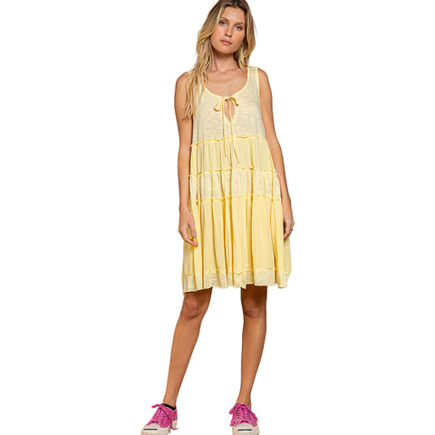 Pol Womens Peggy J Dress in baby yellow and large