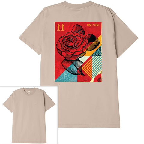 Obey Mens Rise Above Rose T-Shirts in sand