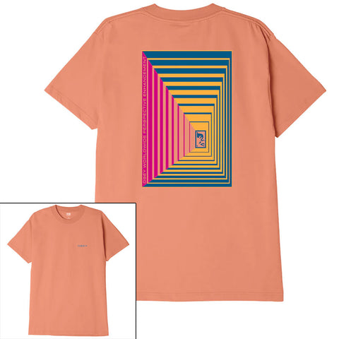 Obey Mens Op Perspective T-Shirts in coral