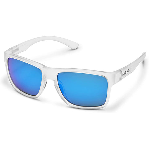Suncloud Rambler Polarized Sunglasses in matte crystal and polar blue mirror