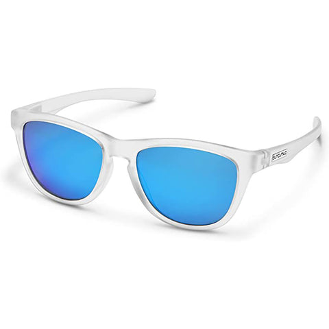 Suncloud Topsail Polarized Sunglasses in matte crystal and polar blue mirror