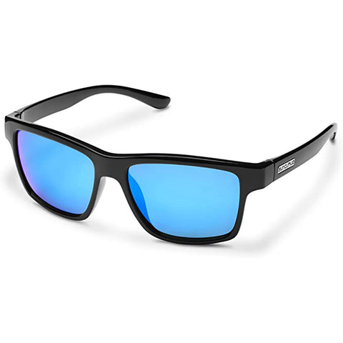 Suncloud A-Team Polarized Sunglasses in black and polar blue mirror