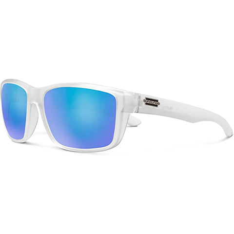 Suncloud Mayor Polarized Sunglasses in matte crystal and polar blue mirror