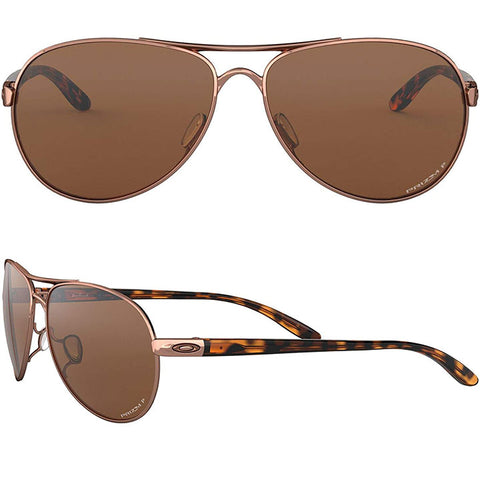 Oakley Womens Feedback Polarized Sunglasses in rose gold and prizm tungsten polarized