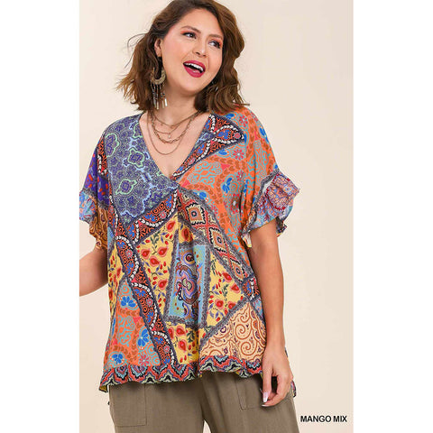 Umgee Womens Zelda Tops in mango