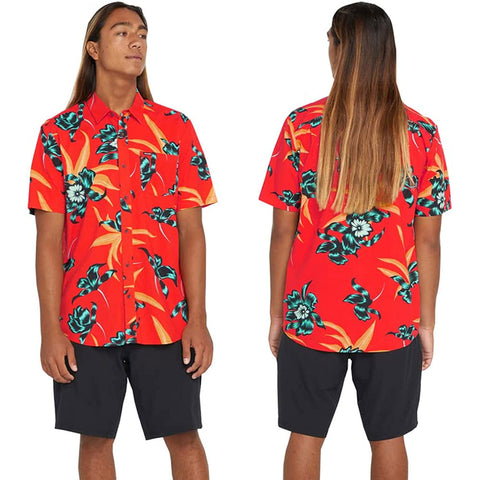 Volcom Mens Island Time S/S Shirts in Coral