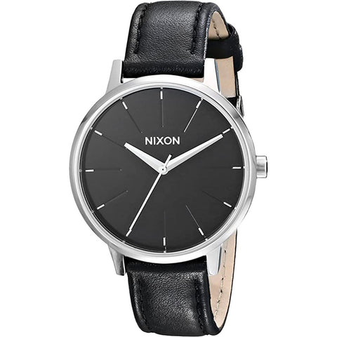 Nixon Kensington Leather Watches in black/silver and black leather
