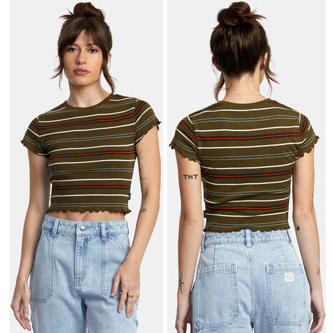 RVCA Womens Tangled Classmate Tops in olive
