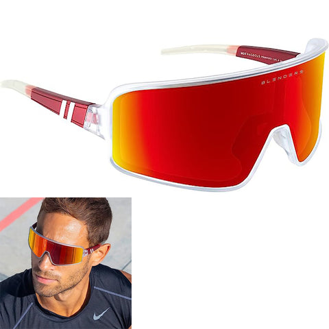 Blenders Hot Rageous Sunglasses in matte clear and red polarized
