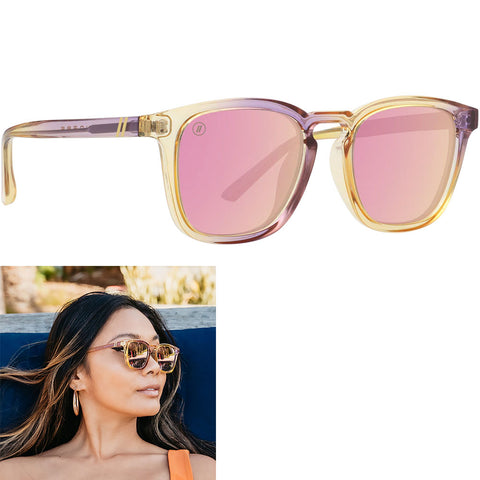 Blenders Coral Summer Sunglasses in crystal yellow and pink polarized