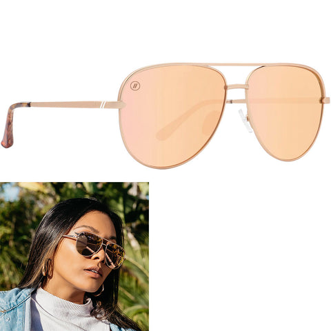 Blenders Flirt Wagon Sunglasses in gold and champagne polarized