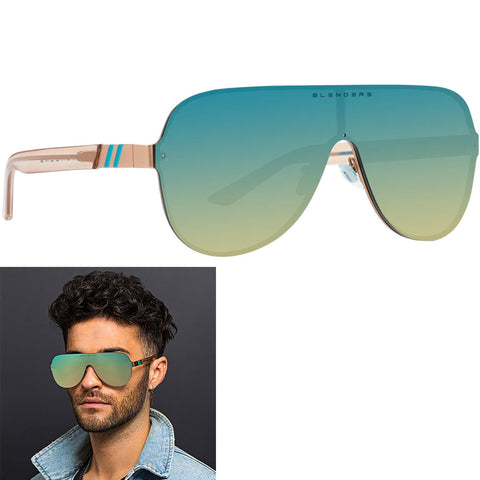 Blenders Awesummer Sunglasses in champagne and blue rainbow polarized