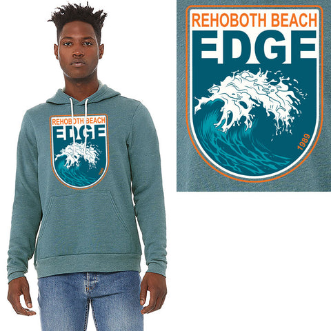 Edge Big Wave Hooded Sweatshirts in teal
