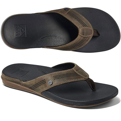 Reef Mens Cushion Lux Sandals in Tan/black