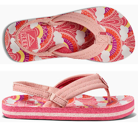 Reef kids Little Ahi Sandals in rainbows and clouds