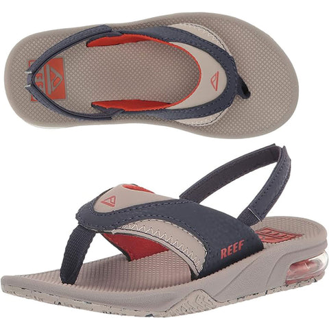 Reef kids Little Fanning Sandals in Taupe/navy