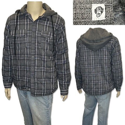 Edge Mens Cottonwood Sherpa Hooded Shirts in charcoal