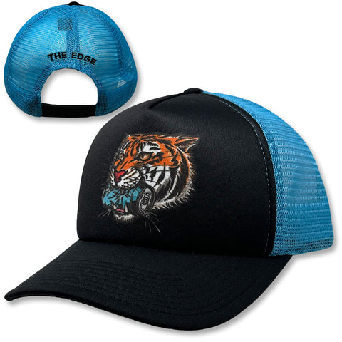 Edge Tiger Crush Trucker Hats in black/turqoise