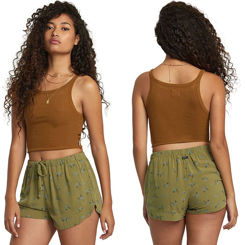 RVCA Womens New Yume Shorts in olive